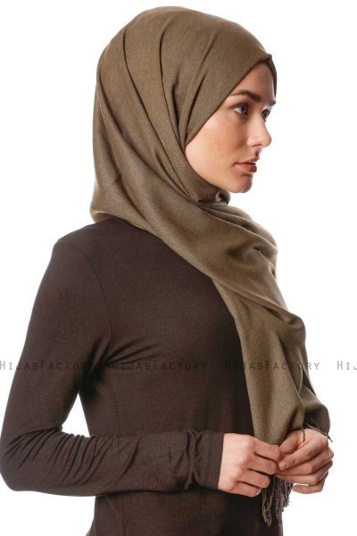Aysel - Donker Khaki Pashmina Hijab - Gülsoy
