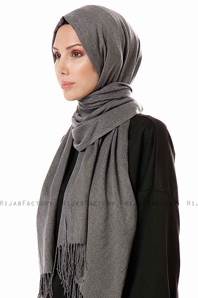 Aysel - Donker Grijs Pashmina Hijab - Gülsoy