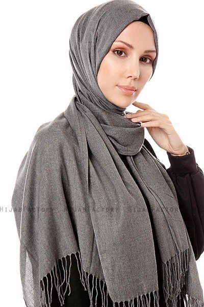Aysel - Donker Grijs Pashmina Hijab - Gülsoy