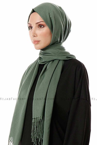 Aysel - Donkergroen Pashmina Hijab - Gülsoy