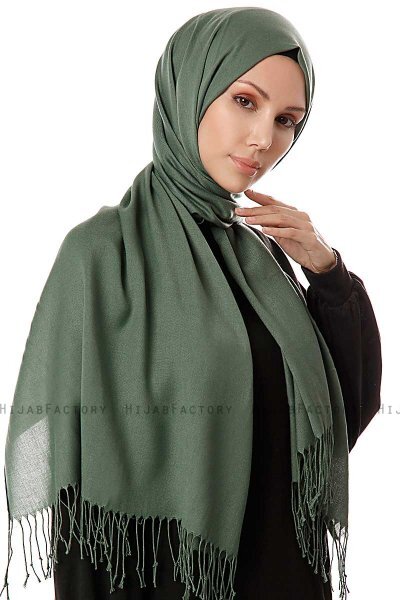 Aysel - Donkergroen Pashmina Hijab - Gülsoy