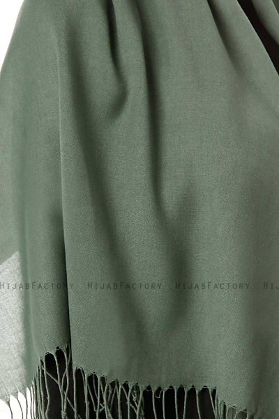 Aysel - Donkergroen Pashmina Hijab - Gülsoy