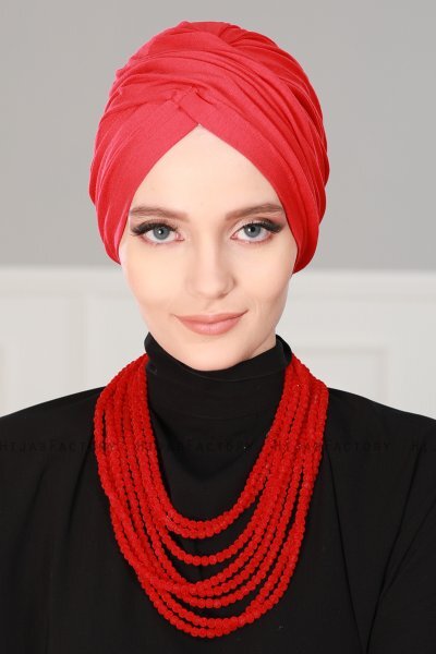 Fiona - Rood Katoen Turban - Ayse Turban