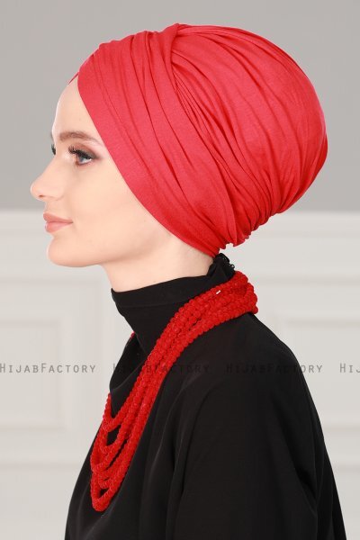 Fiona - Rood Katoen Turban - Ayse Turban
