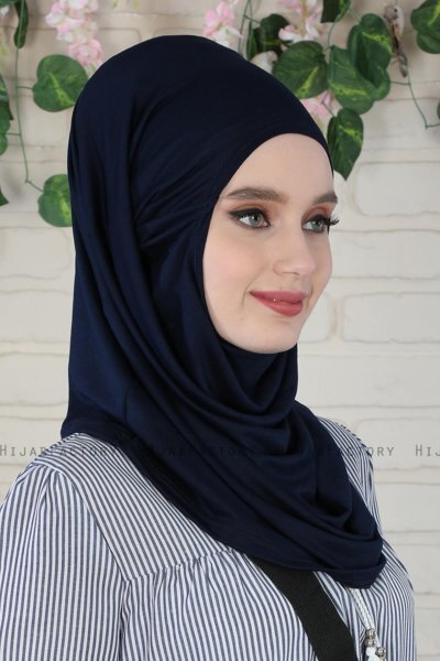 Wilda - Marineblauwe Katoenen Hijab