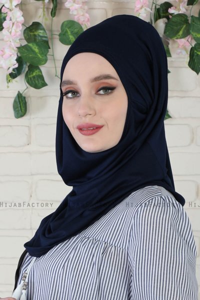 Wilda - Marineblauwe Katoenen Hijab