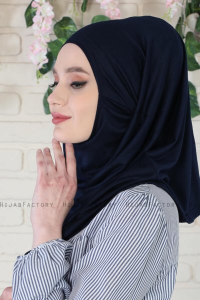 Wilda - Marineblauwe Katoenen Hijab