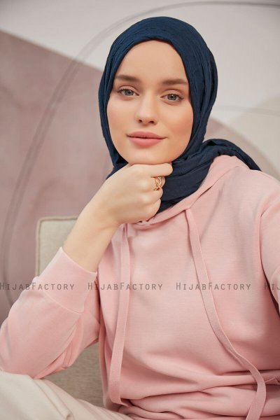 Serap - Marineblauw Bamboo Crash Hijab