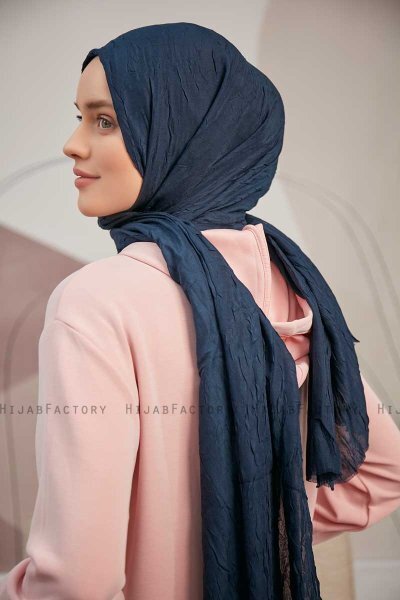 Serap - Marineblauw Bamboo Crash Hijab