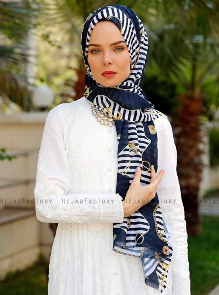 Bariah - Marineblauw Gevormde Hijab - Sal Evi