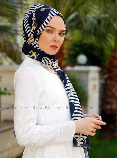 Bariah - Marineblauw Gevormde Hijab - Sal Evi