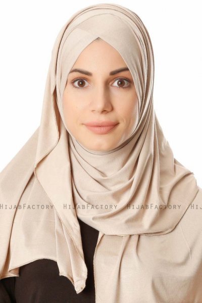 Betul - Licht Taupe 1X Jersey Hijab - Ecardin
