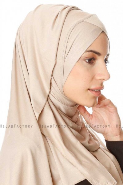 Betul - Licht Taupe 1X Jersey Hijab - Ecardin