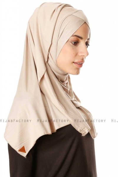 Betul - Licht Taupe 1X Jersey Hijab - Ecardin