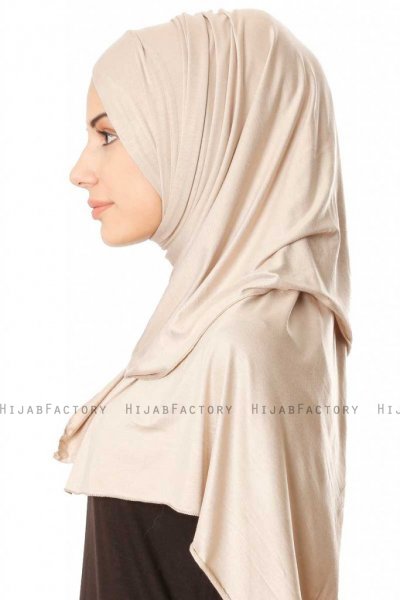 Betul - Licht Taupe 1X Jersey Hijab - Ecardin
