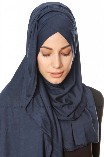 Betul - Marineblauw 1X Jersey Hijab - Ecardin