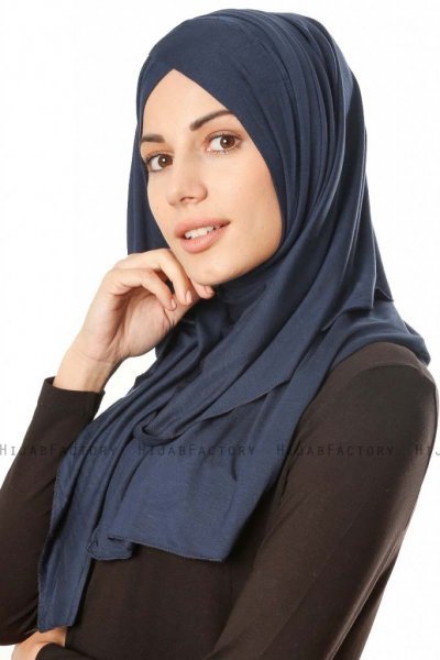 Betul - Marineblauw 1X Jersey Hijab - Ecardin