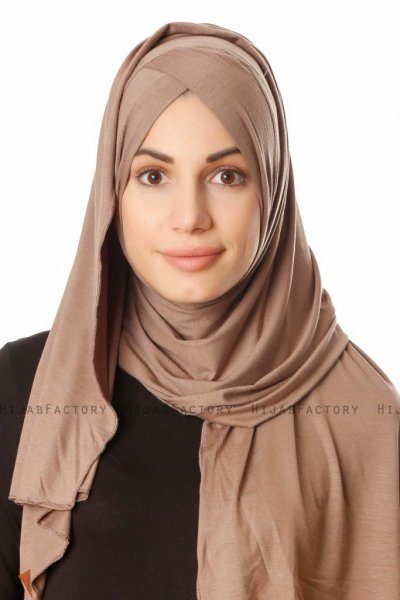 Betul - Donker Taupe 1X Jersey Hijab - Ecardin