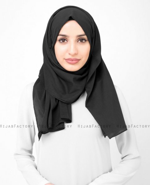 Black Rain - Svart Bomull Voile Hijab Sjal InEssence Ayisah 5TA59a