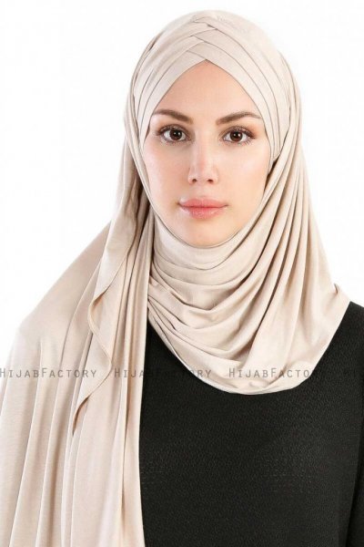 Cansu Ljus Taupe 3X Jersey Hijab Sjal 200910-1
