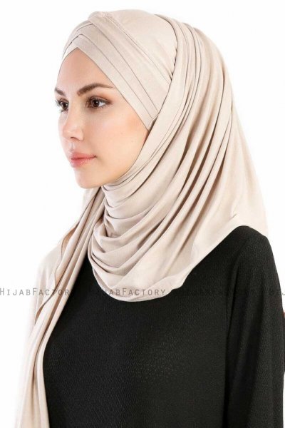 Cansu Ljus Taupe 3X Jersey Hijab Sjal 200910-2