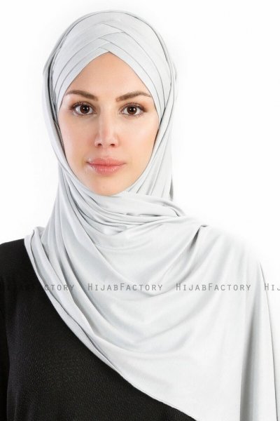 Cansu Ljusgrå 3X Jersey Hijab Sjal Ecardin 200928-1