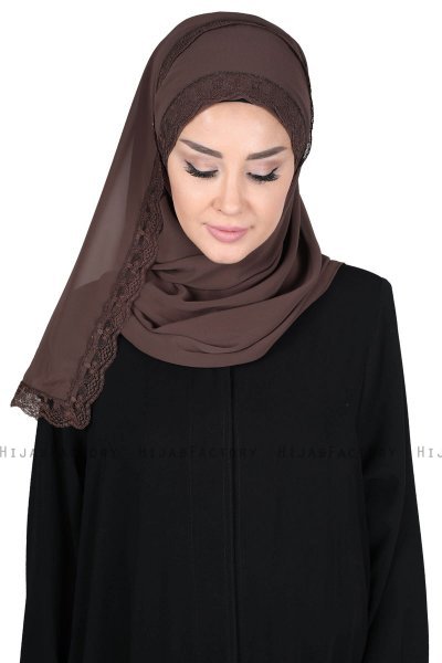 Carin - Bruin Praktisch Chiffon Hijab