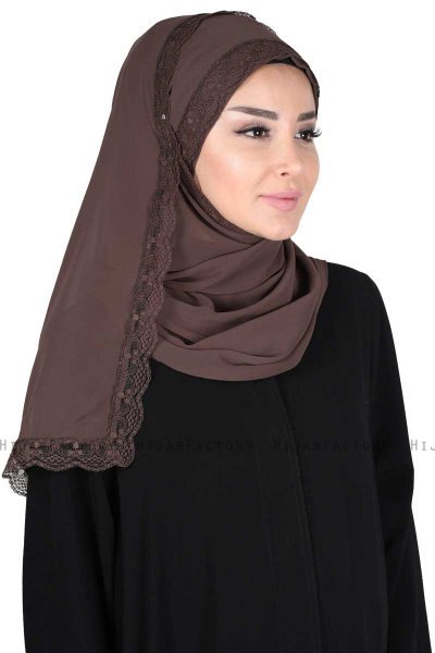 Carin - Bruin Praktisch Chiffon Hijab