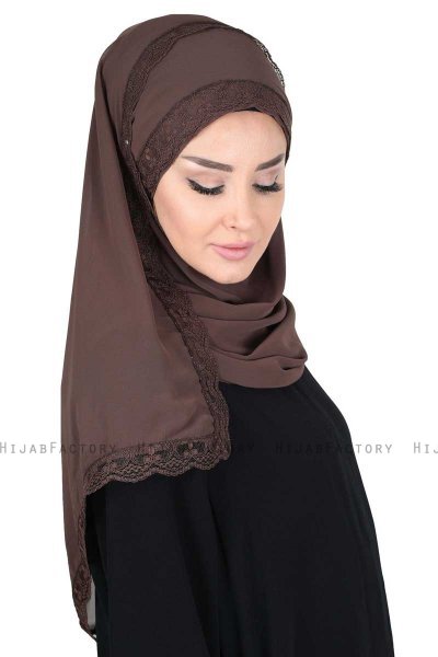 Carin - Bruin Praktisch Chiffon Hijab
