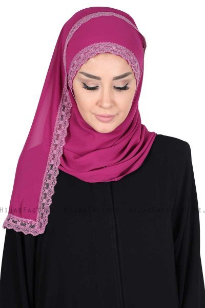 Carin - Fuchsia Praktisch Chiffon Hijab