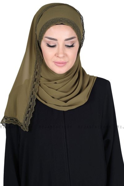 Carin - Khaki Praktisch Chiffon Hijab