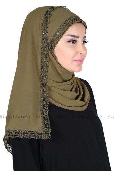 Carin - Khaki Praktisch Chiffon Hijab