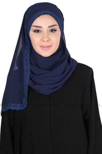Carin - Marineblauw Praktisch Chiffon Hijab