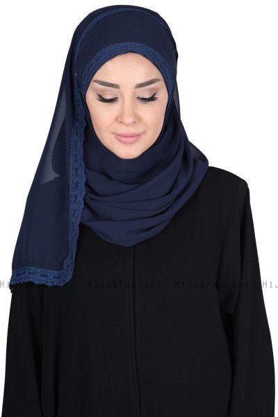 Carin - Marineblauw Praktisch Chiffon Hijab