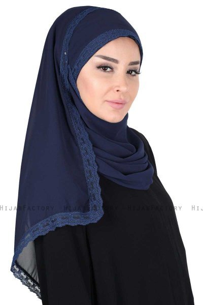 Carin - Marineblauw Praktisch Chiffon Hijab
