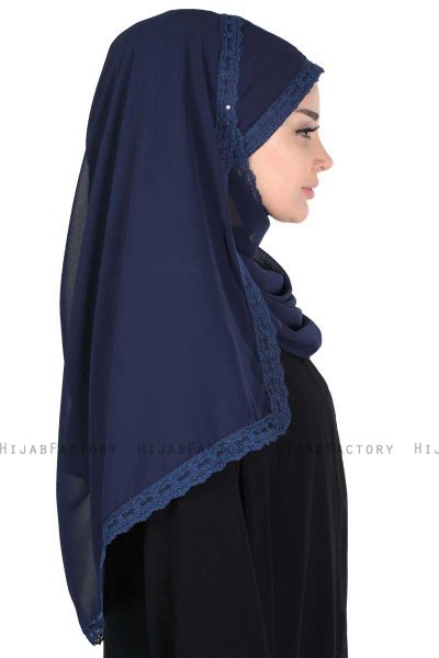 Carin - Marineblauw Praktisch Chiffon Hijab