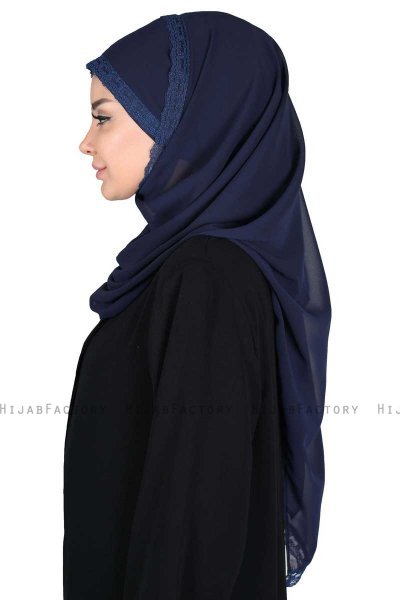 Carin - Marineblauw Praktisch Chiffon Hijab