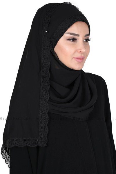 Carin - Zwart Praktisch Chiffon Hijab