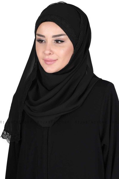 Carin - Zwart Praktisch Chiffon Hijab