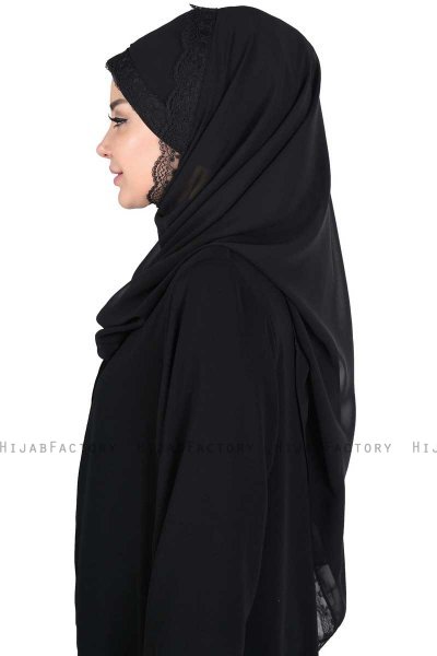 Carin - Zwart Praktisch Chiffon Hijab