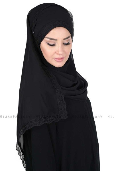 Carin - Zwart Praktisch Chiffon Hijab