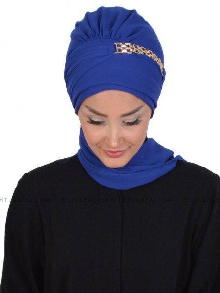 Carmen Blå Instant One-Piece Praktisk Hijab Ayse Turban 325416-1
