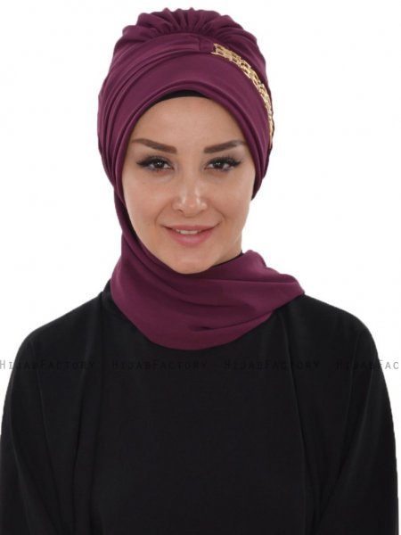 Carmen Plommon Praktisk Hijab Ayse Turban 325418-1