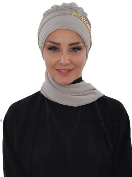 Carmen Taupe Praktisk Instant One-Piece Hijab Ayse Turban 325404-1