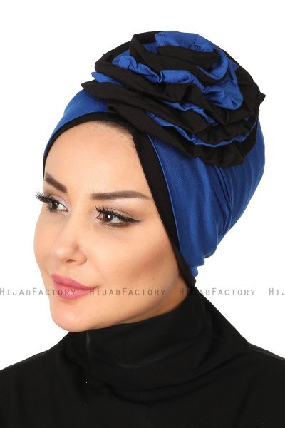 Clara - Blauw & Zwart Katoen Turban