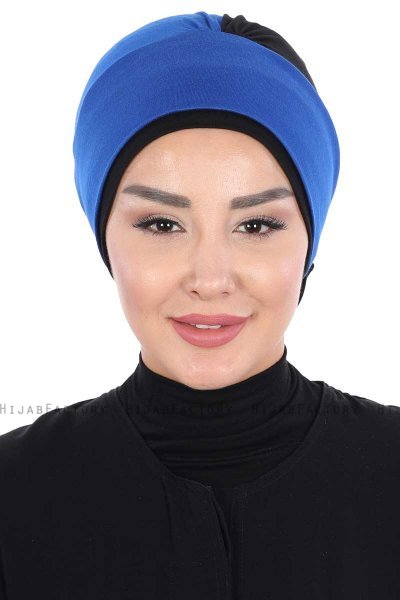 Clara - Blauw & Zwart Katoen Turban