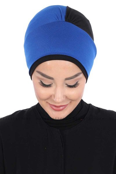 Clara - Blauw & Zwart Katoen Turban