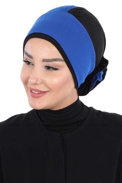 Clara - Blauw & Zwart Katoen Turban
