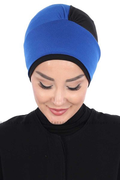 Clara - Blauw & Zwart Katoen Turban