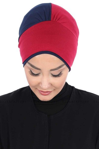 Clara - Bordeaux & Marineblauw Katoen Turban